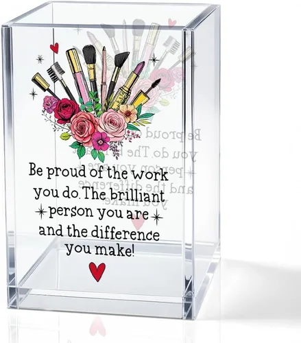Miniatura 7 de I Came I Saw I - Soporte para cosméticos de acrílico contorneado, divertido soporte para brochas de maquillaje floral, regalos para cosmetólogas
