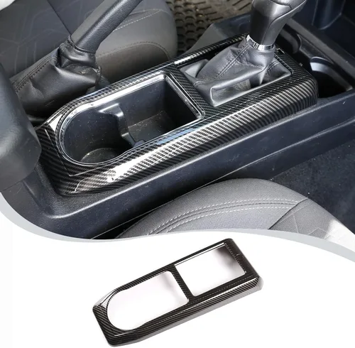 Miniatura 12 de Cubierta de marco de panel de engranajes de consola central compatible con Toyota Tacoma 2016-2023, panel de cambios de automóvil, portavasos, marco
