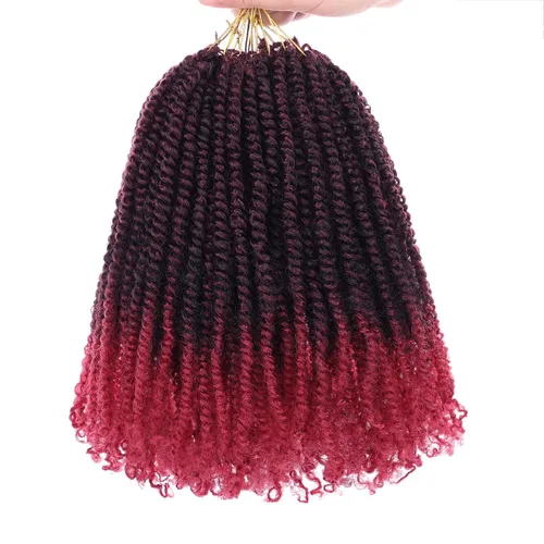 Miniatura 12 de COOKOO 9 paquetes de extensiones de cabello sintético de ganchillo pretrenzado de 6 pulgadas, trenzas mini de pasión preenlazadas, trenzas 1b#