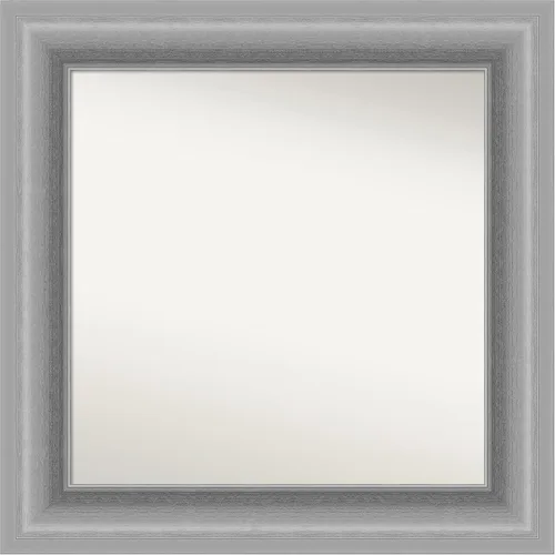 Amanti Art Espejo de baño plateado para sobre fregadero, 26 x 26 pulgadas, espejo cuadrado de níquel pulido, marco de madera tradicional mediano, se