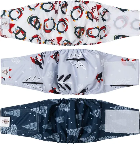 Miniatura 25 de CuteBone - Pañales lavables para perro macho, banda abdominal, paquete de 3 unidades, color negro, modelo DM54XS