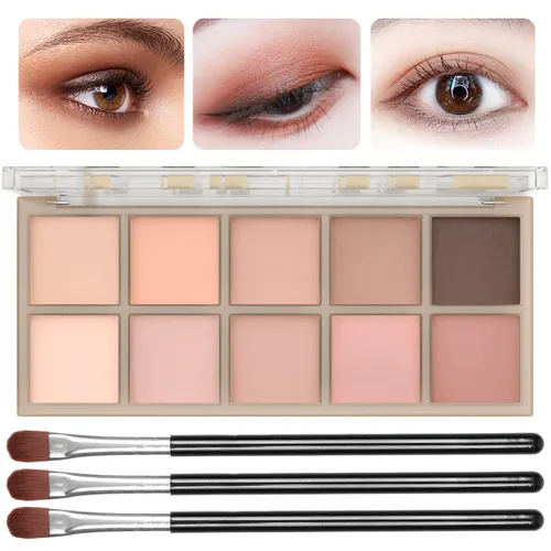 Miniatura 10 de Sulily Paleta de sombra de ojos color nude, 10 colores, maquillaje de sombra de ojos mate, gris pardo marrón, humo neutro, pigmento alto mezclable