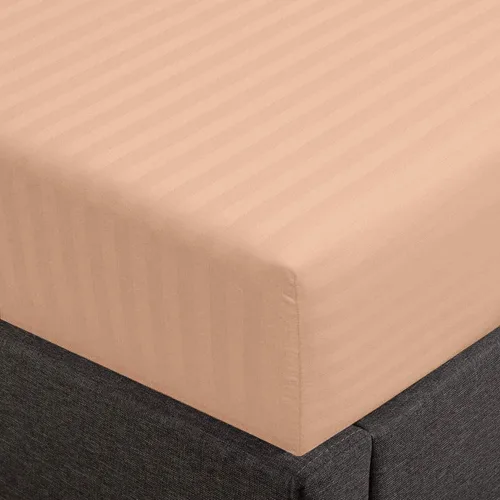 Miniatura 15 de Feather & Stitch - Sábana bajera ajustable de 100 % algodón, tejido satén de damasco, transpirable a rayas, sábana elástica para colchón de 18