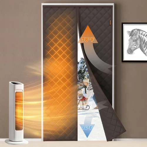 Miniatura 10 de MAGZO Cortina aislante para puerta corrediza de vidrio para invierno, 72 x 80 pulgadas, relleno Oxford mejorado con algodón grueso, kit de Gris
