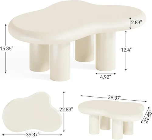 Miniatura 2 de LITTLE TREE Mesa de centro en nube, moderna y bonita, mesa auxiliar de dibujos animados, mesa de té irregular para interiores para espacios