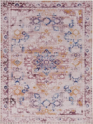 Linon The Anywhere Alfombra lavable a máquina Linus Rosa/Dorado, 5 x 7 pies
