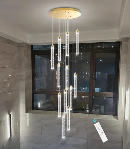 Miniatura 7 de Candelabro LED regulable de 12 luces para entrada, montaje empotrado, lámpara colgante de techo, candelabros de cristal para sala de estar, Dorado