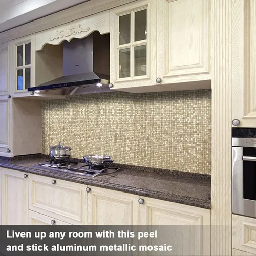 Miniatura 3 de BeNice Adhesivos de Azulejos para Salpicadero Despegar y Pegar, Azulejos Metálicos Pequeños Cuadrados Adhesivos para Pared de Cocina y Baño - 10