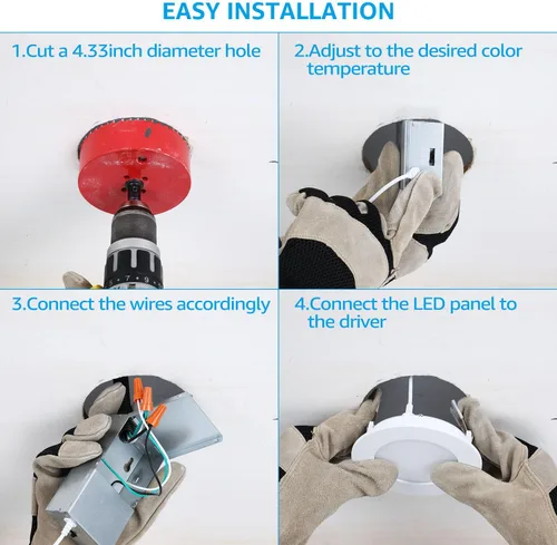 Miniatura 7 de TORCHSTAR Iluminación empotrable LED delgada de 4 pulgadas con caja J, CRI 90+, 5CCT regulable 700LM LED Downlight, ETL y Energy Star