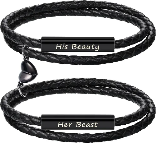 Miniatura 11 de Pulseras para parejas para mujeres, regalos para hombres, aniversario de boda, regalos de nacimiento para novio, novia, pulsera a juego, 2 piezas