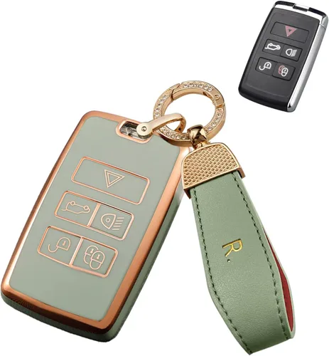 Miniatura 11 de SANRILY Funda para llavero de TPU con borde dorado para Land Range Rover Discovery Rover Sport 2018 2019 y Jaguar XF 2021, accesorios para llaves