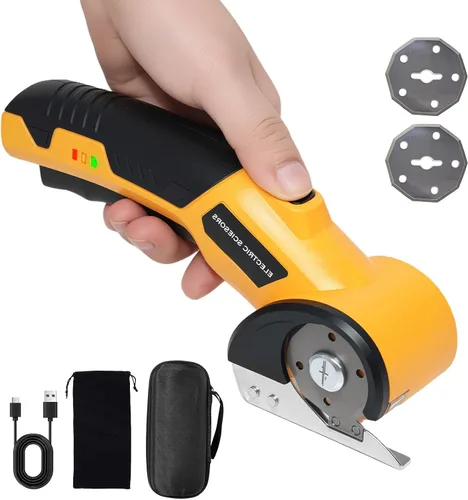 Cortador de cartón, tijeras eléctricas inalámbricas con bloqueo de seguridad y luz LED, corte de alta velocidad de 320 RPM para cartón, tela, cuero