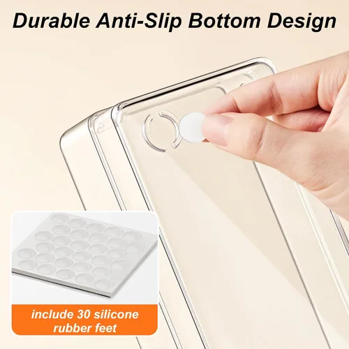 Miniatura 7 de SMARTAKE Organizador de cajones de 7 piezas con almohadillas de silicona antideslizantes, bandeja organizadora de cajones de escritorio de 4