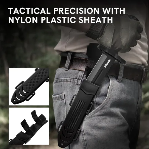 Miniatura 5 de Cuchillo de caza de hoja fija Dispatch con vaina, cuchillos de supervivencia de 12 pulgadas para hombres, cuchillo táctico Bowie con mango Cuchillo