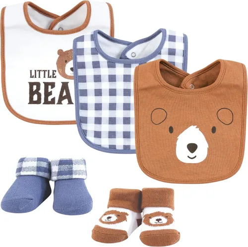 Miniatura 55 de Hudson Baby Conjunto de babero y calcetines unisex de algodón para bebé