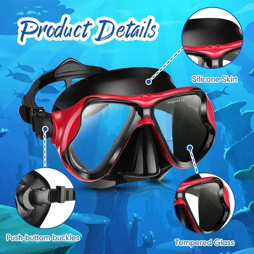 Miniatura 3 de Preboun 4 máscaras de buceo para adultos, antiempañamiento, sin fugas, gafas de snorkel para hombres y mujeres, gafas de natación panorámicas