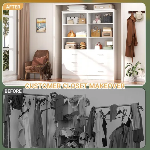 Miniatura 7 de Aheaplus Sistema de Cajones para Armario de 47.2", Sistema Organizador de Armario de Madera de 3.94 Pies con 6 Cajones, Unidad de Almacenamiento