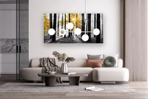 Miniatura 7 de Cao Gen Decor Art S06350 Arte de Pared Pintura en Lienzo Árbol Amarillo en Blanco y Negro Sunshine Bosque Brumoso Imagen Póster Impresión Enmarcado