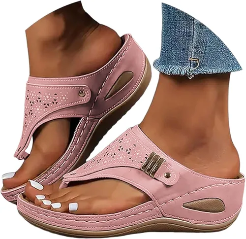 Miniatura 12 de Sandalias ortopédicas para mujer, sandalias de cuña con soporte de arco, sandalias de playa cómodas y elegantes para el verano 2025