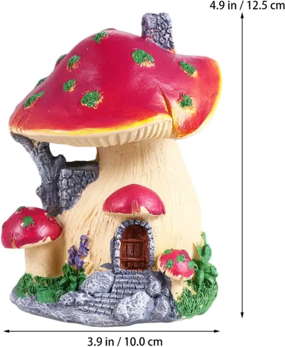 Miniatura 4 de Happyyami Decoración de plantas de casa de hongos en miniatura, figuras de hadas, estatua de hongos, adorno de estatua de hongo, adorno de bricolaje