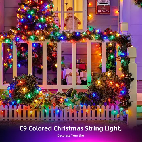 Miniatura 3 de Luces LED C9 de Navidad para exteriores, 97 pies, 150 LED, impermeables, decoraciones navideñas de fresas, luces de cadena, enchufables, luces