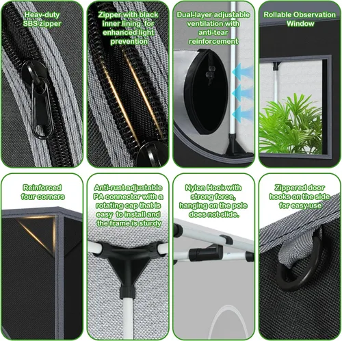 Miniatura 3 de Tienda de cultivo de 18 x 30 x 36 pulgadas para plantas de interior 600D Mylar hidropónico de alta reflexión para plantas, frutas, flores, cultivo