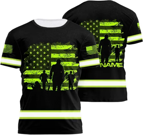 Miniatura 17 de Camisa de alta visibilidad para hombre, camisas de seguridad reflectantes con nombre personalizado para patriota, patriótico, veterano, militar