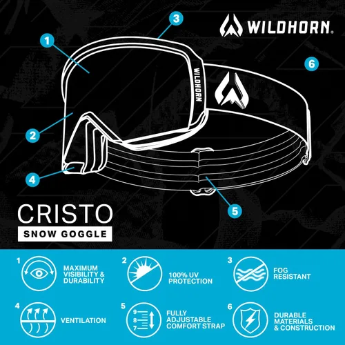 Miniatura 9 de Wildhorn Cristo - Gafas de esquí para hombre y mujer, 100% UV, antivaho OTG, gafas de snowboard, proveedor oficial del equipo de esquí de EE. UU.