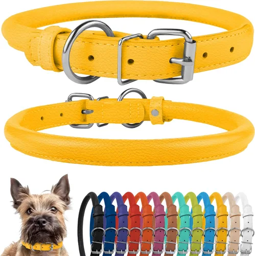 Miniatura 91 de CollarDirect Collar de perro con tachuelas, collares de cuero para mascotas para perros pequeños, medianos y grandes, acolchado suave, marrón, negro