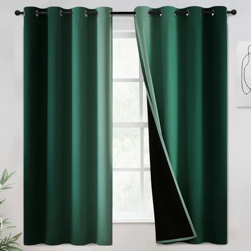 Miniatura 9 de COSVIYA - Cortinas 100% opacas y visillos con ombre, cortinas negras de 63 pulgadas de largo, 2 paneles, cortinas de oscurecimiento total