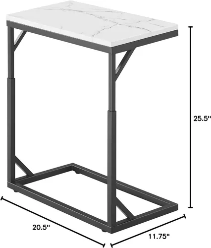 Miniatura 3 de Mesa auxiliar en forma de C, mesa de sofá pequeña con marco de metal, mesa auxiliar de altura ajustable para sofá, sala de estar, dormitorio, mesita