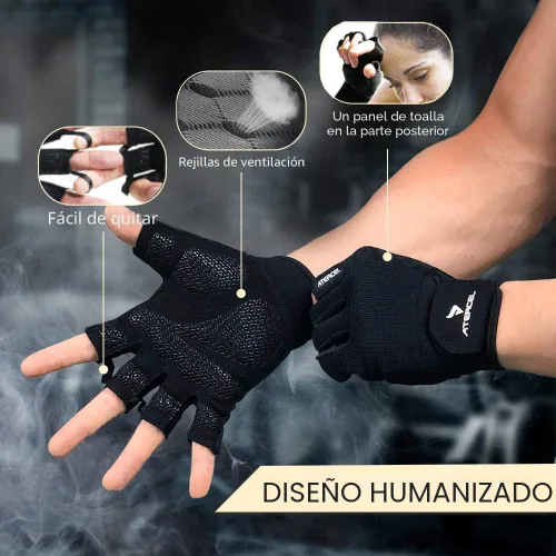 Miniatura 2 de ATERCEL Guantes de entrenamiento para hombres y mujeres, guantes de ejercicio para levantamiento de pesas, ciclismo, gimnasio, entrenamiento, Negro