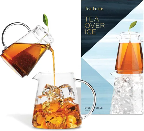 Miniatura 3 de Tea Forte Juego de dos jarras de té sobre hielo, 12 onzas para remojar y jarra de 24 onzas para té helado frío perfecto, apto para lavavajillas