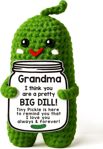 Miniatura 8 de MAMAGIFTREE Regalos de cumpleaños para el Día del Padre de parte de hija o hijo, pepinillo de ganchillo hecho a mano, regalo con texto en inglés "I