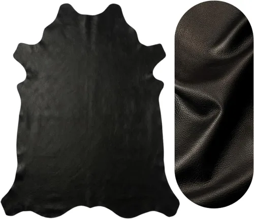 Miniatura 25 de Pieles de cuero de vaca de grano natural (negro, 20 pies cuadrados (lado completo))