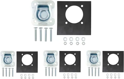 Mytee Products Placa empotrable con anillo en D de 4 unidades, capacidad de 6000 libras, amarre para remolques cerrados, camionetas