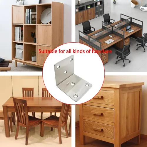 Miniatura 4 de Soportes de ángulo recto de 90 grados de acero inoxidable con tornillos en forma de L juntas placa 6 piezas