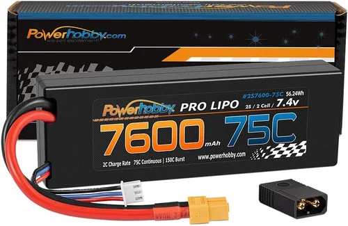Miniatura 2 de Powerhobby 2S 7.4v 7600mah 75c Lipo Batería con enchufe XT60 + adaptador compatible con: Slash 4x4 4WD 2WD Stampede Rustler E-Revo E-Maxx Spartan