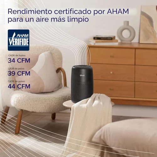 Miniatura 4 de Purificadores de aire LEVOIT para dormitorio y hogar, AHAM VERIFICADO, filtro 3 en 1 con esponja de fragancia para un mejor sueño, filtra humo, Negro