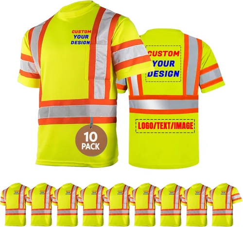 BeautyWill Camisa de seguridad con logotipo personalizado Hi Vis Class2 Camisa reflectante de alta visibilidad con bolsillo Camisa de trabajo