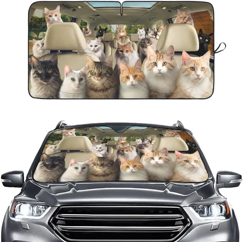 Miniatura 52 de GENANY - Cubierta de parabrisas de flamenco para automóvil, SUV, camión (55 x 30 pulgadas), protector térmico plegable, persianas para ventanas