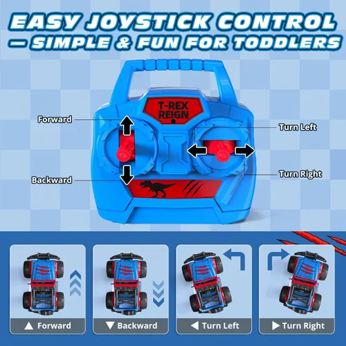 Miniatura 4 de Tecnock Mini auto RC para niños, auto a control remoto a escala 1:32 con batería recargable tipo C, 2.4 GHz duradero pequeño camión RC con fácil Azul