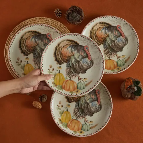 Miniatura 5 de Bico - Juego de 4 platos de ensalada Blessing Season, platos de postre de cerámica de 8.75 pulgadas para ensalada, aperitivo, guarniciones, aptos