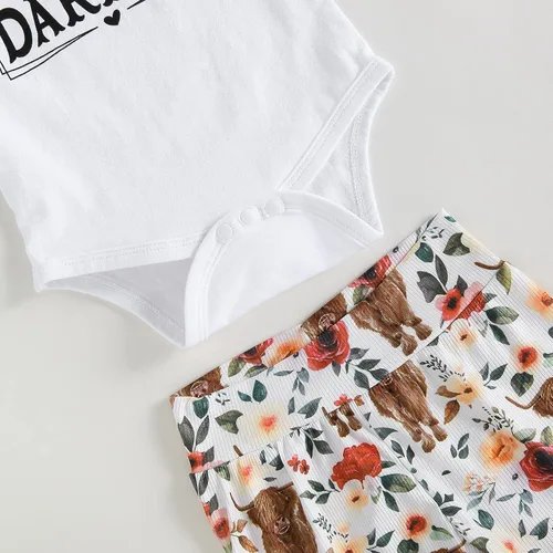 Miniatura 34 de Sejardin Ropa de verano para bebé y niña, recién nacida, manga corta, con letras, mameluco elástico con diadema
