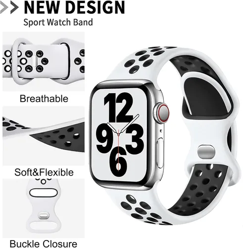 Miniatura 3 de Paquete de 3 correas deportivas compatibles con Apple Watch de 1.496 in 1.575 in 1.614 in 1.654 in 1.732 in 1.772 in 1.929 in, correa de silicona