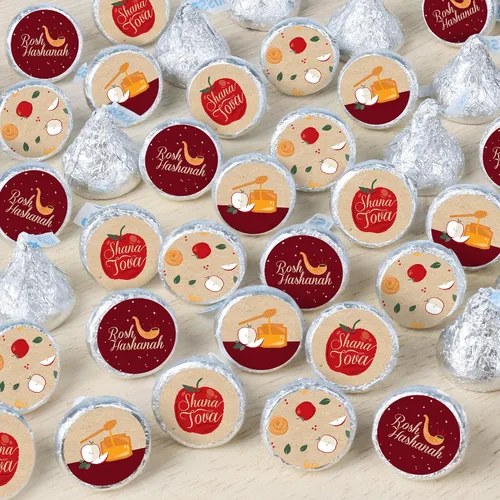 Big Dot of Happiness Rosh Hashanah - Calcomanías redondas pequeñas para fiesta de Año Nuevo judío, etiquetas para recuerdos de fiesta, 324 unidades