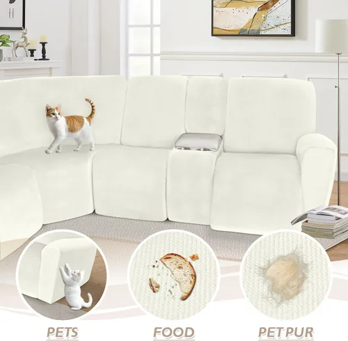 Miniatura 689 de Arfntevss Fundas de sofá seccional reclinable de terciopelo, Funda de sofá seccional de esquina para sofá reclinable, Funda elástica suave