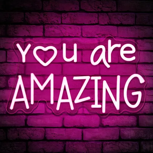 Retisee Letrero de luz LED de neón rosa con texto en inglés "You Are Amazing ", regulable para habitación de niñas, dormitorio, bar, bar, club,