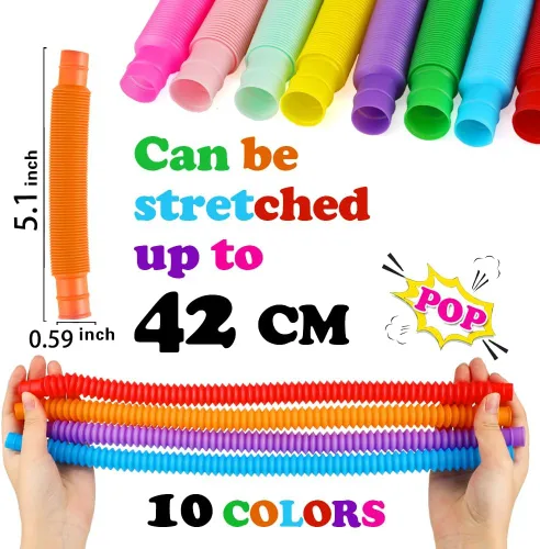 Miniatura 3 de Paquete de 52 Tubos Pop, Juguetes Sensoriales Recuerdos de Fiesta Para Niños de 8-12 4-8 Juguetes Fidget Para Ansiedad Rellenos de Bolsas