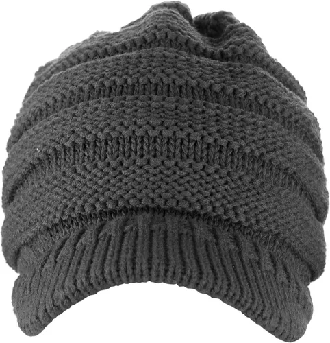 Miniatura 22 de C.C Gorro de punto trenzado cálido y grueso con visera